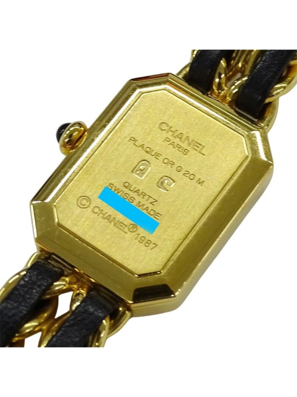 Chanel Watch Premiere Quartz Leather M Square Gold Black - Picture 8 of 10